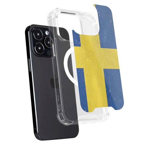 Sweden Flag Distressed iPhone 14 Pro Max MagSafe Case